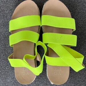 Neon Yellow Strappy Sandals